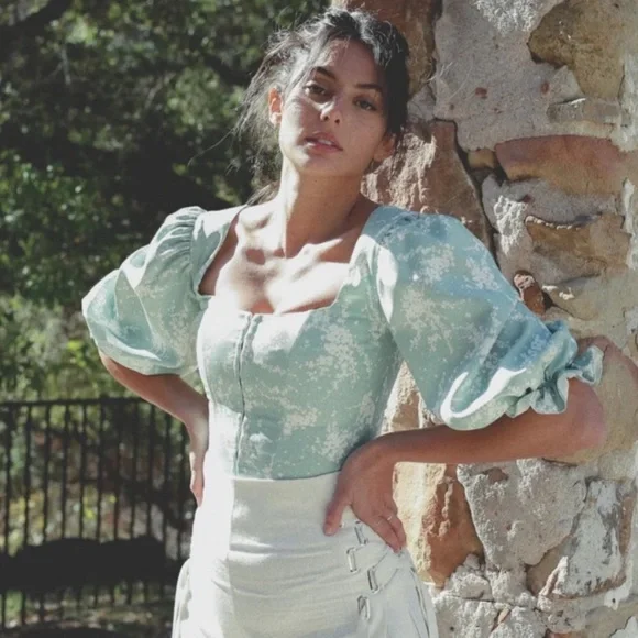 NWT Jill Renee Springfield Corset Bustier floral print cottagecore blouse top - Picture 3 of 15